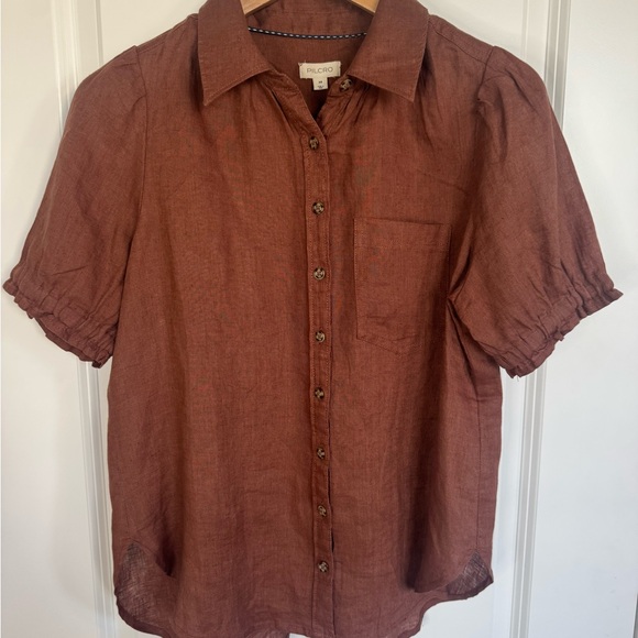 Pilcro Anthropology The Aly Puff Sleeve Linen Edition XS - Picture 2 of 11